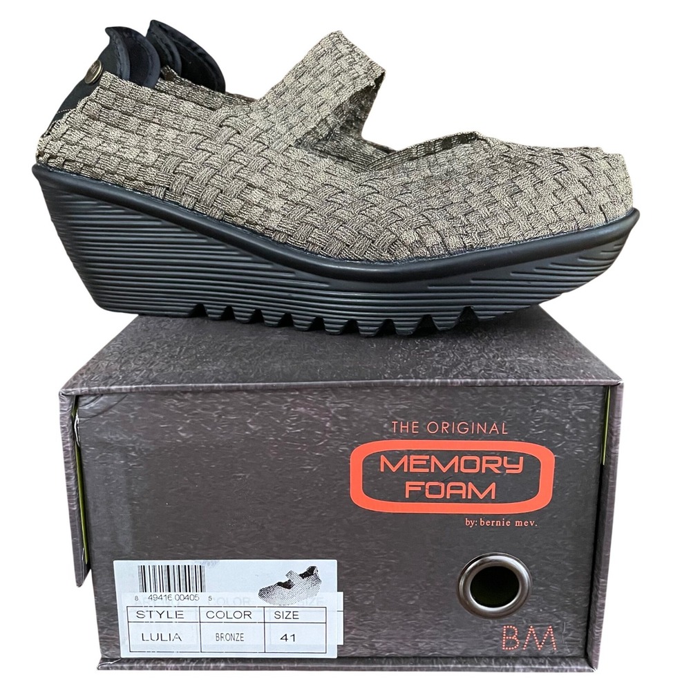 NEW Bernie Mev Lulia‎ Slip On Woven Wedge Shoes Bronze Mary Jane US 10 EU 41 NIB